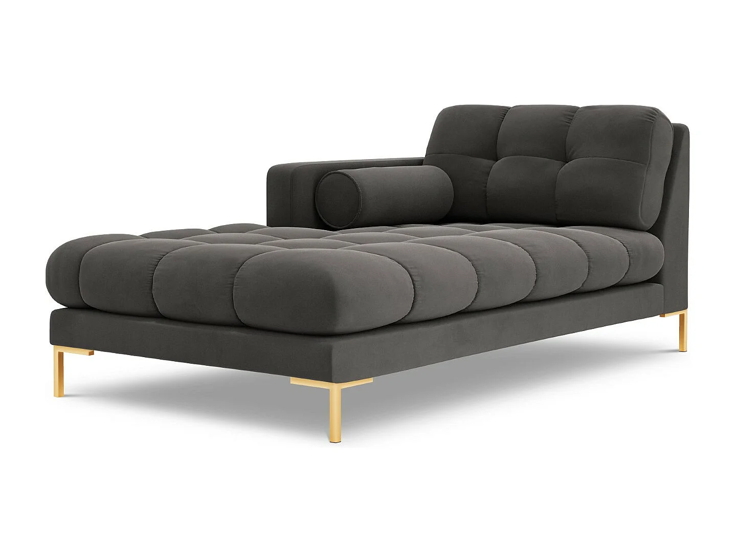 Cosmopolitan Design – Szezlong bok lewy, „Bali” welur, szary ciemny – 185x102x75cm 3741314