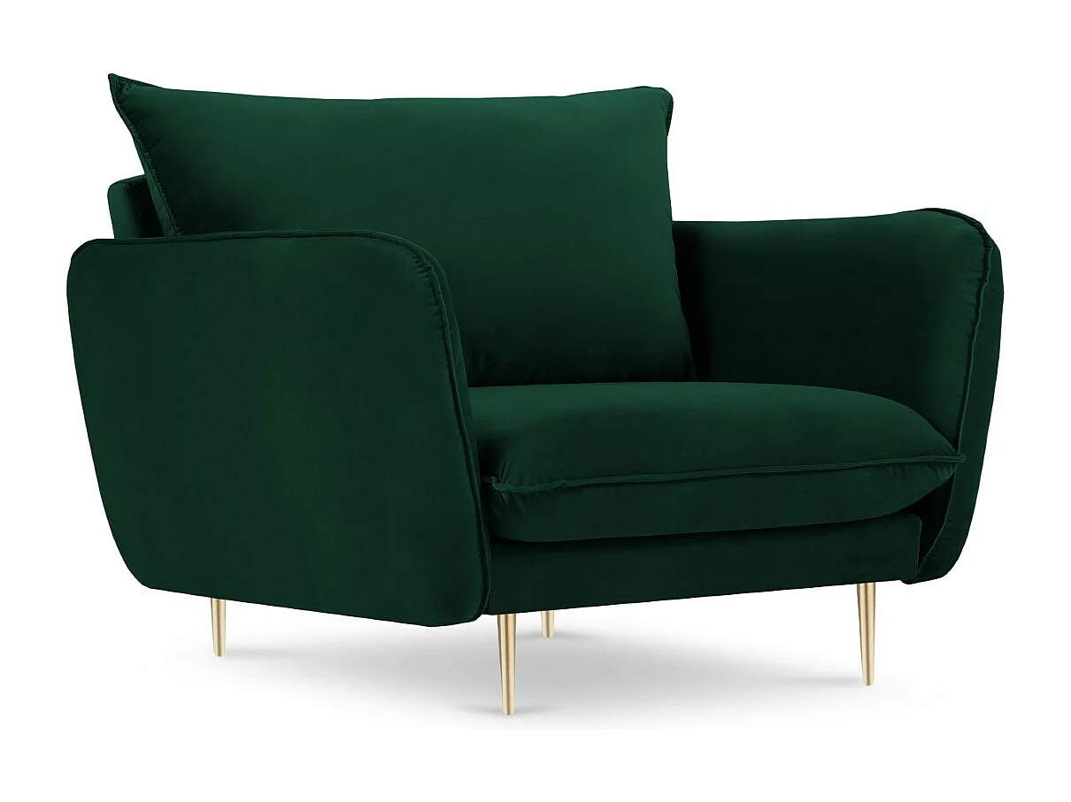 Cosmopolitan Design - Fotel, "Vienna" welur, zielony butelkowy - 97x94x95cm 3741330 - obrazek 1