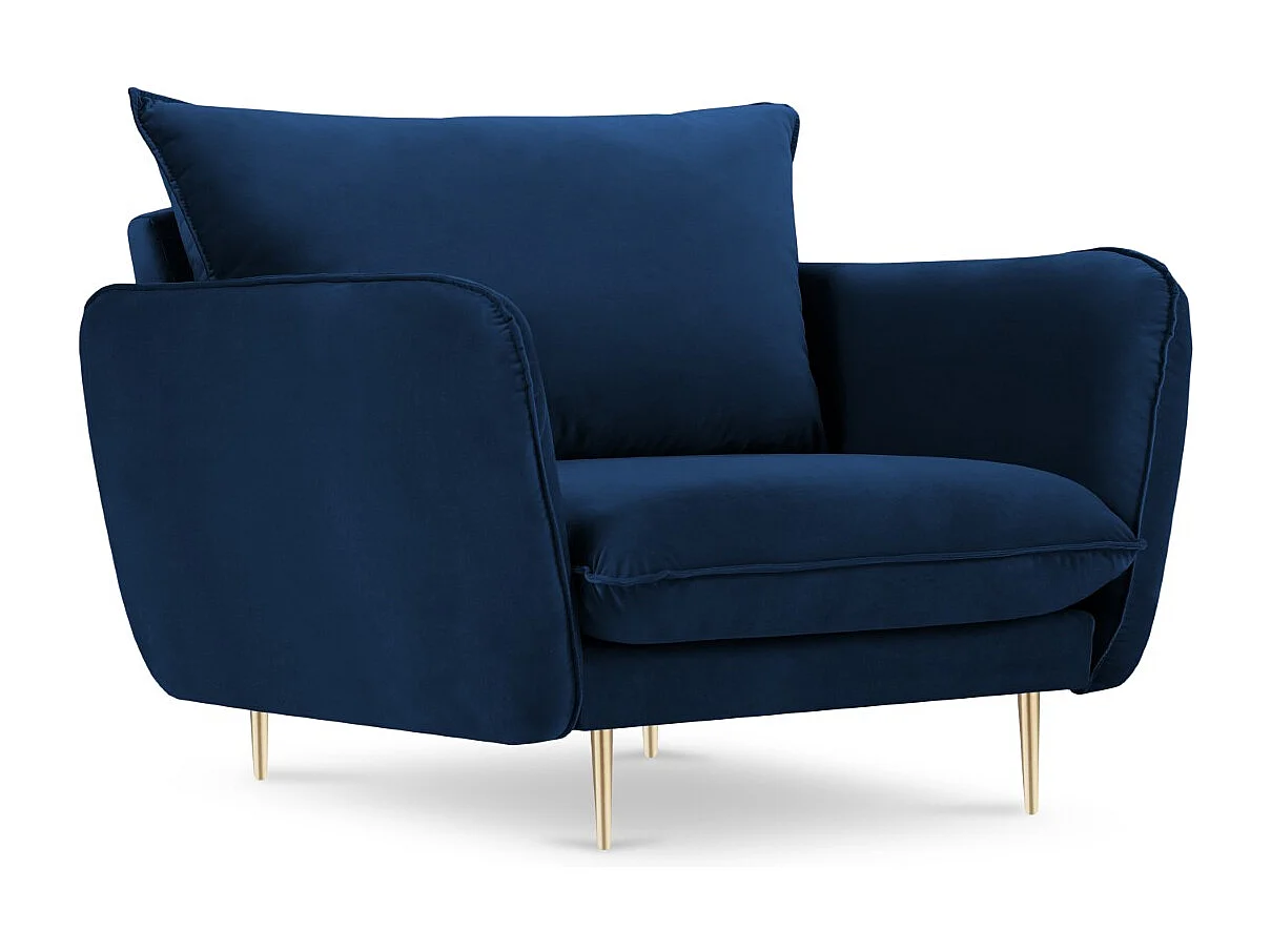 Cosmopolitan Design - Fotel, "Vienna" welur, błękit królewski - 97x94x95cm 3741376 - obrazek 1