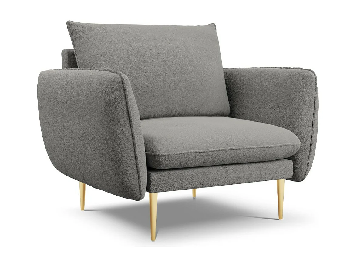 Cosmopolitan Design – Fotel, „Vienna” boucle, szary – 97x94x95cm 3741412