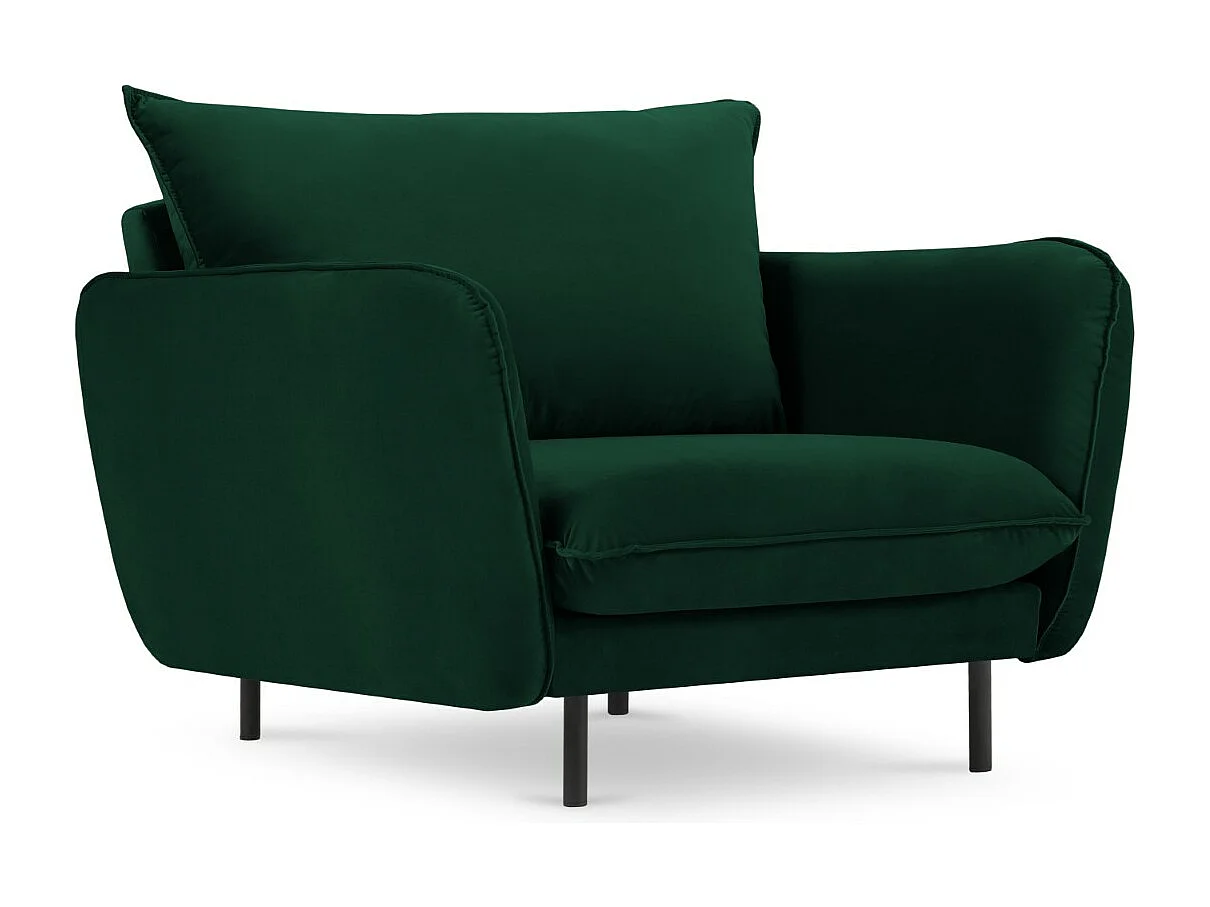 Cosmopolitan Design - Fotel, "Vienna" welur, zielony butelkowy - 97x94x95cm 3741433 - obrazek 1