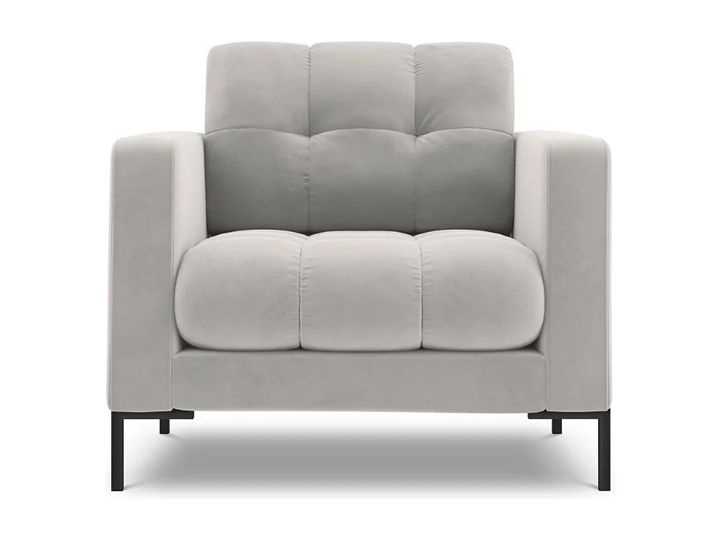 Cosmopolitan Design – Fotel, „Bali” welur, srebrny – 87x92x75cm 3741436