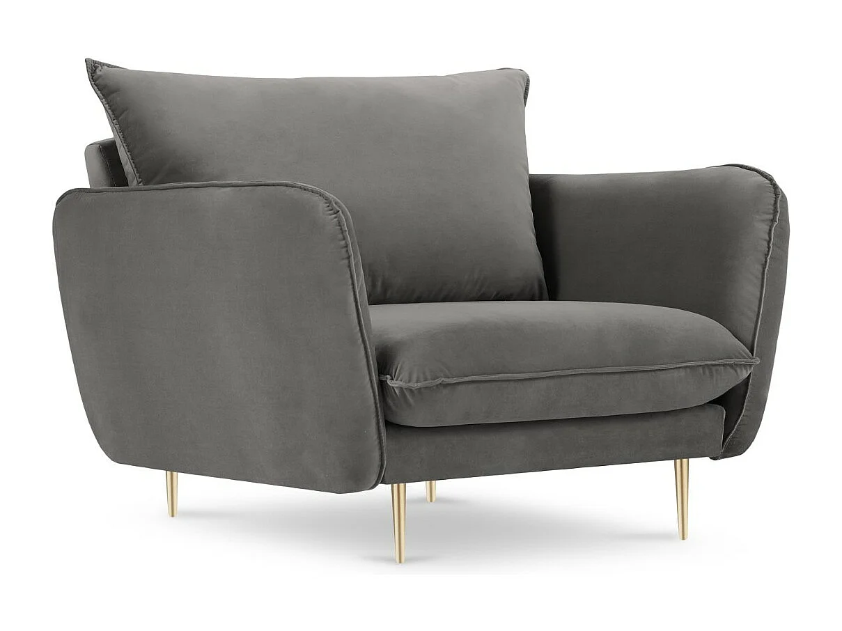 Cosmopolitan Design - Fotel, "Vienna" welur, szary jasny - 97x94x95cm 3741445 - obrazek 1