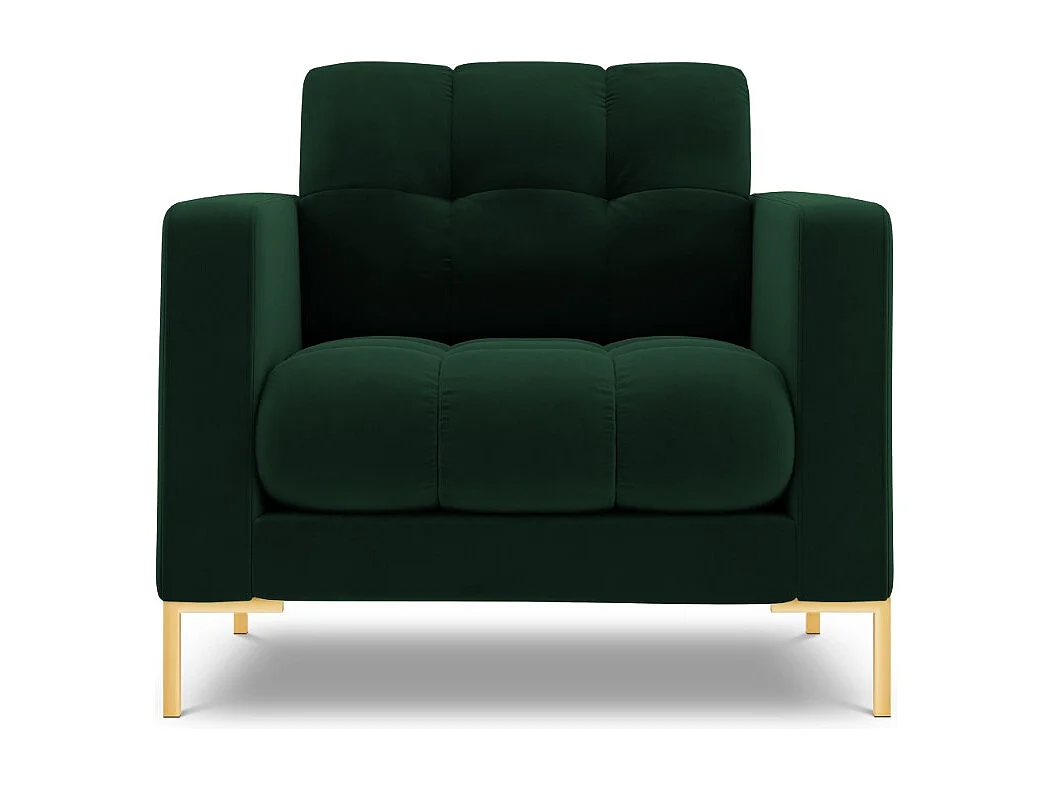 Cosmopolitan Design – Fotel, „Bali” welur, zielony butelkowy – 87x92x75cm 3741479