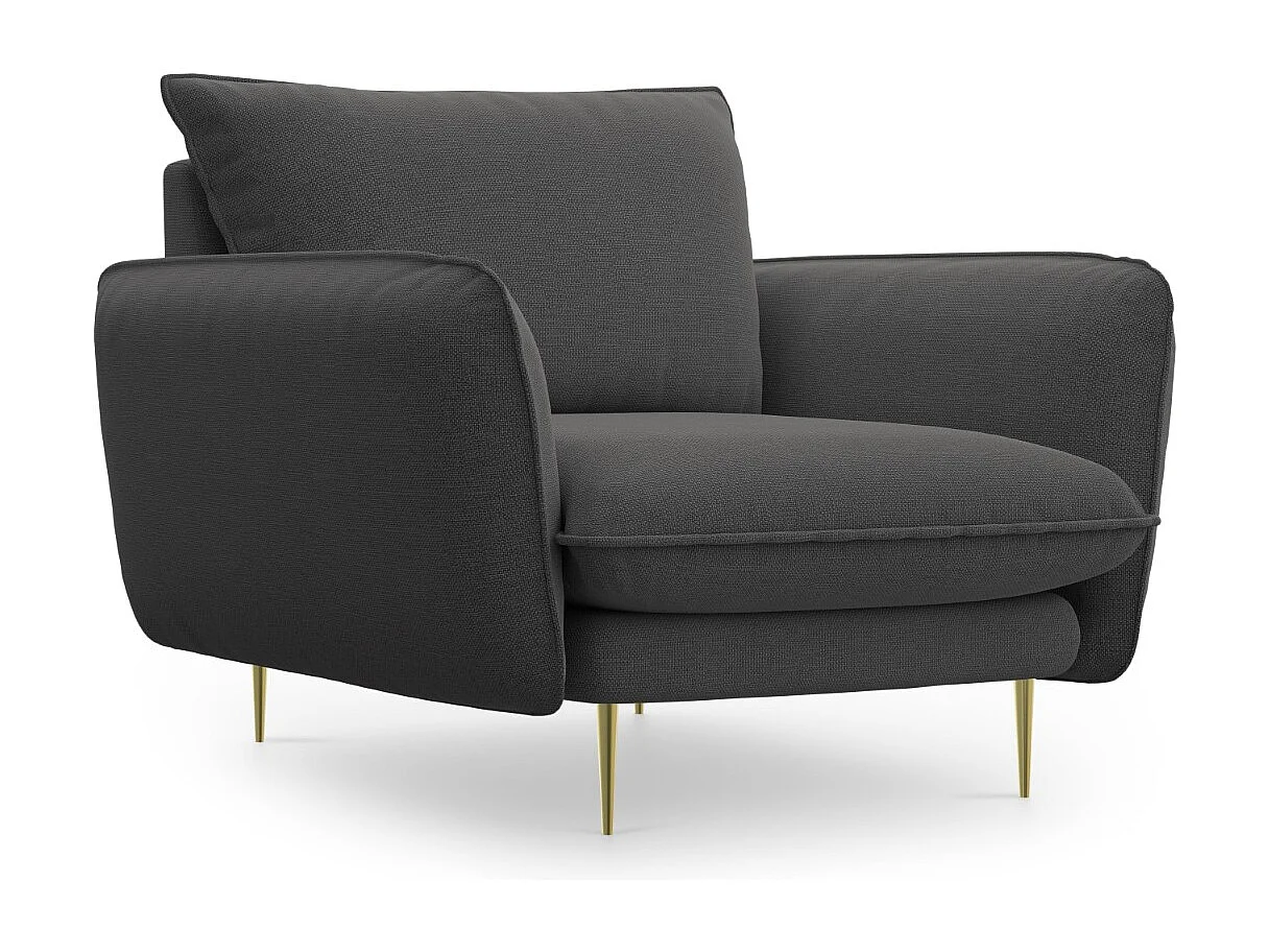 Cosmopolitan Design - Fotel, "Vienna" tkanina strukturalna, szary ciemny - 97x94x95cm 3741483 - obrazek 1