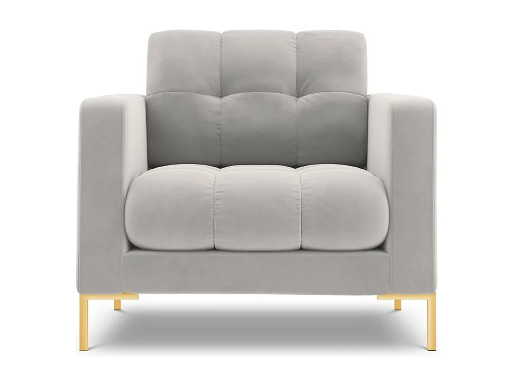 Cosmopolitan Design – Fotel, „Bali” welur, srebrny – 87x92x75cm 3741496