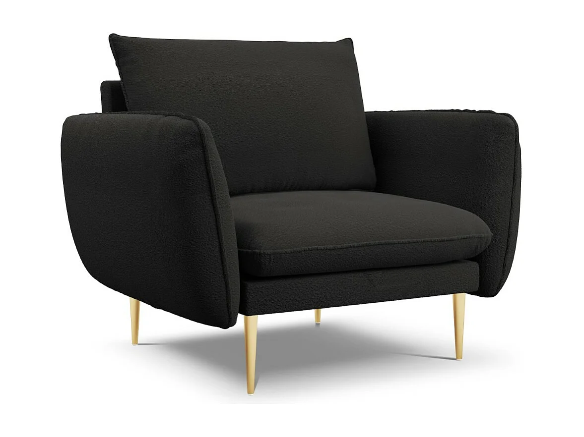 Cosmopolitan Design – Fotel, „Vienna” boucle, czarny – 97x94x95cm 3741519