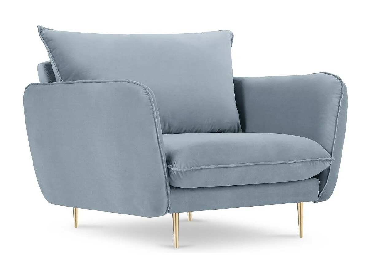Cosmopolitan Design - Fotel, "Vienna" welur, niebieski jasny - 97x94x95cm 3741547 - obrazek 1