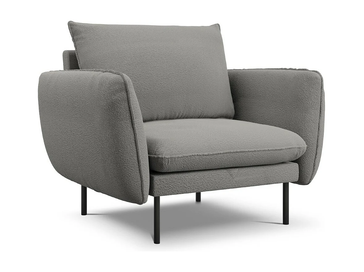 Cosmopolitan Design – Fotel, „Vienna” boucle, szary – 97x94x95cm 3741552