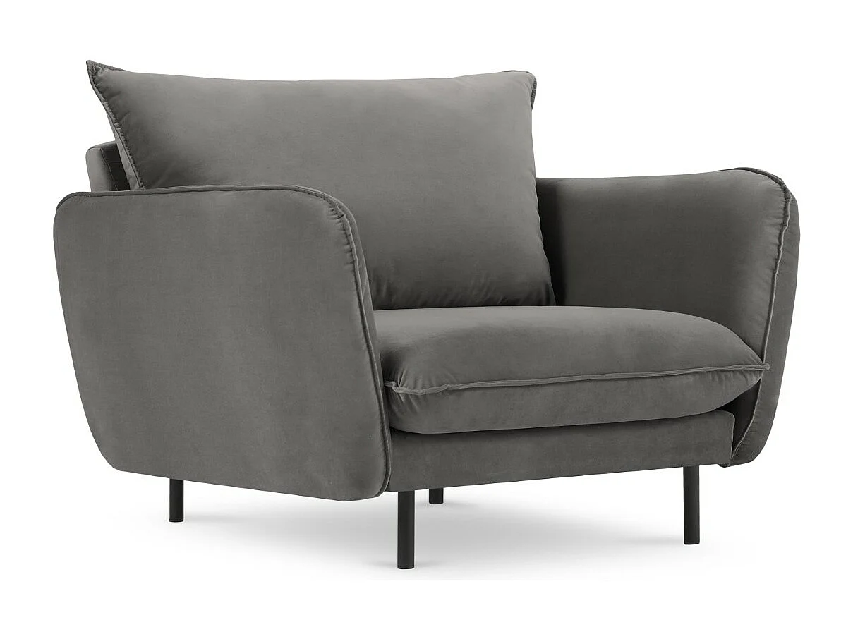 Cosmopolitan Design - Fotel, "Vienna" welur, szary jasny - 97x94x95cm 3741554 - obrazek 1