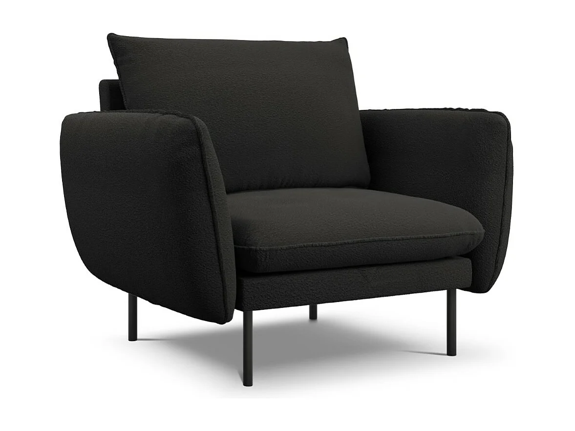 Cosmopolitan Design – Fotel, „Vienna” boucle, czarny – 97x94x95cm 3741576