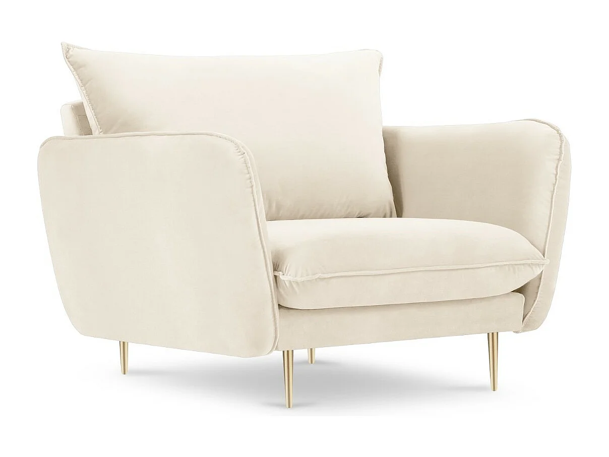 Cosmopolitan Design - Fotel, "Vienna" welur, beż jasny - 97x94x95cm 3741603 - obrazek 1