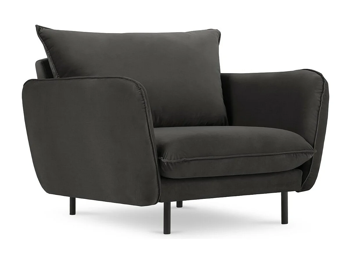 Cosmopolitan Design - Fotel, "Vienna" welur, szary ciemny - 97x94x95cm 3741621 - obrazek 1