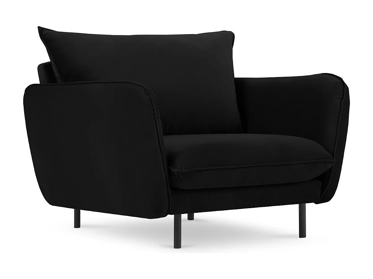 Cosmopolitan Design - Fotel, "Vienna" welur, czarny - 97x94x95cm 3741639 - obrazek 1