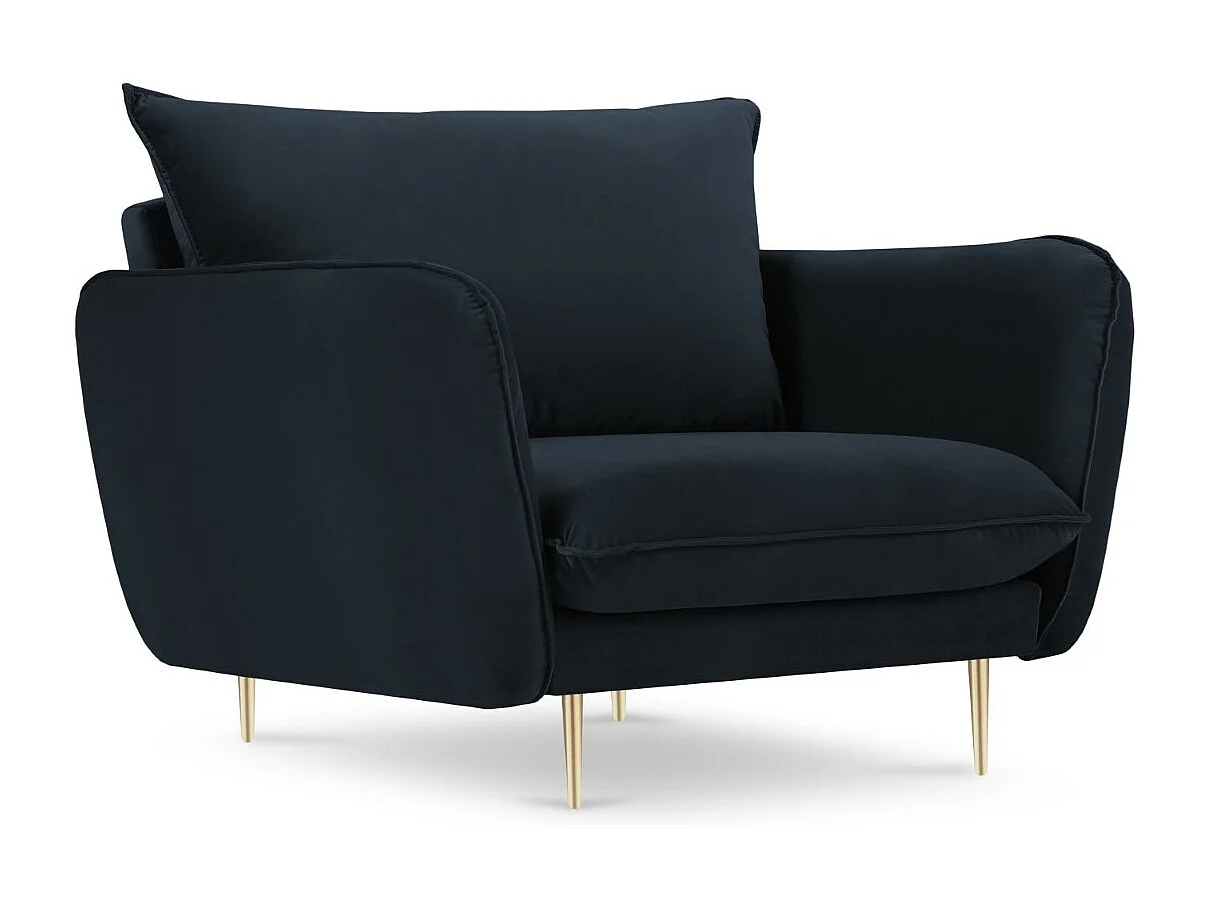 Cosmopolitan Design - Fotel, "Vienna" welur, niebieski ciemny - 97x94x95cm 3741663 - obrazek 1