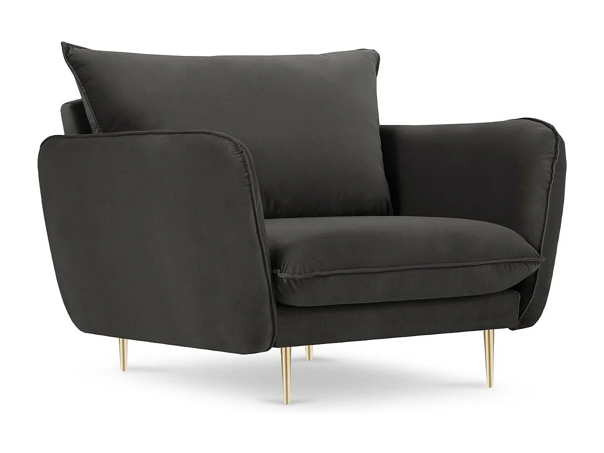 Cosmopolitan Design - Fotel, "Vienna" welur, szary ciemny - 97x94x95cm 3741671 - obrazek 1