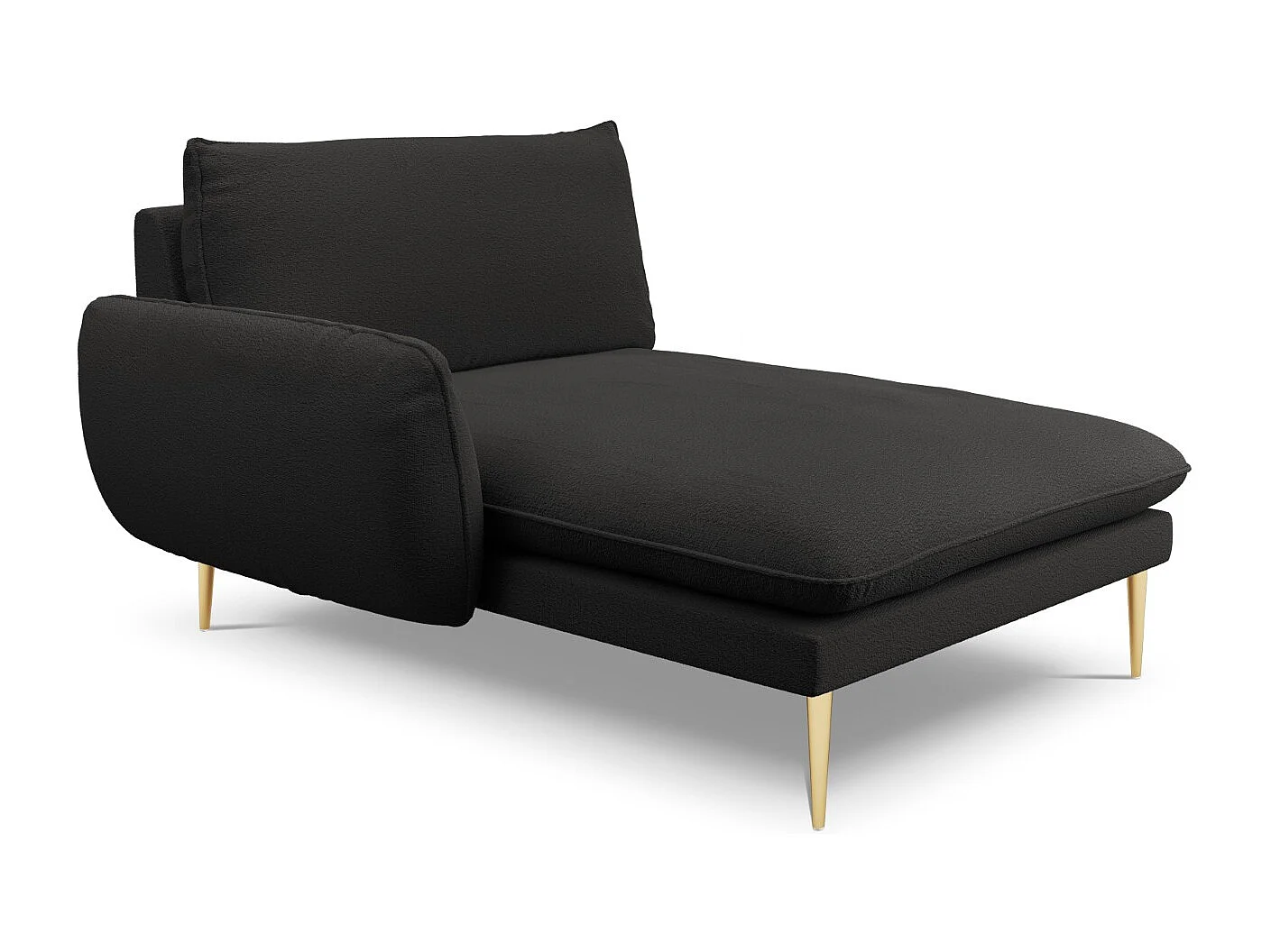 Cosmopolitan Design – Szezlong bok lewy, „Vienna” boucle, czarny – 170x110x95cm 3741716