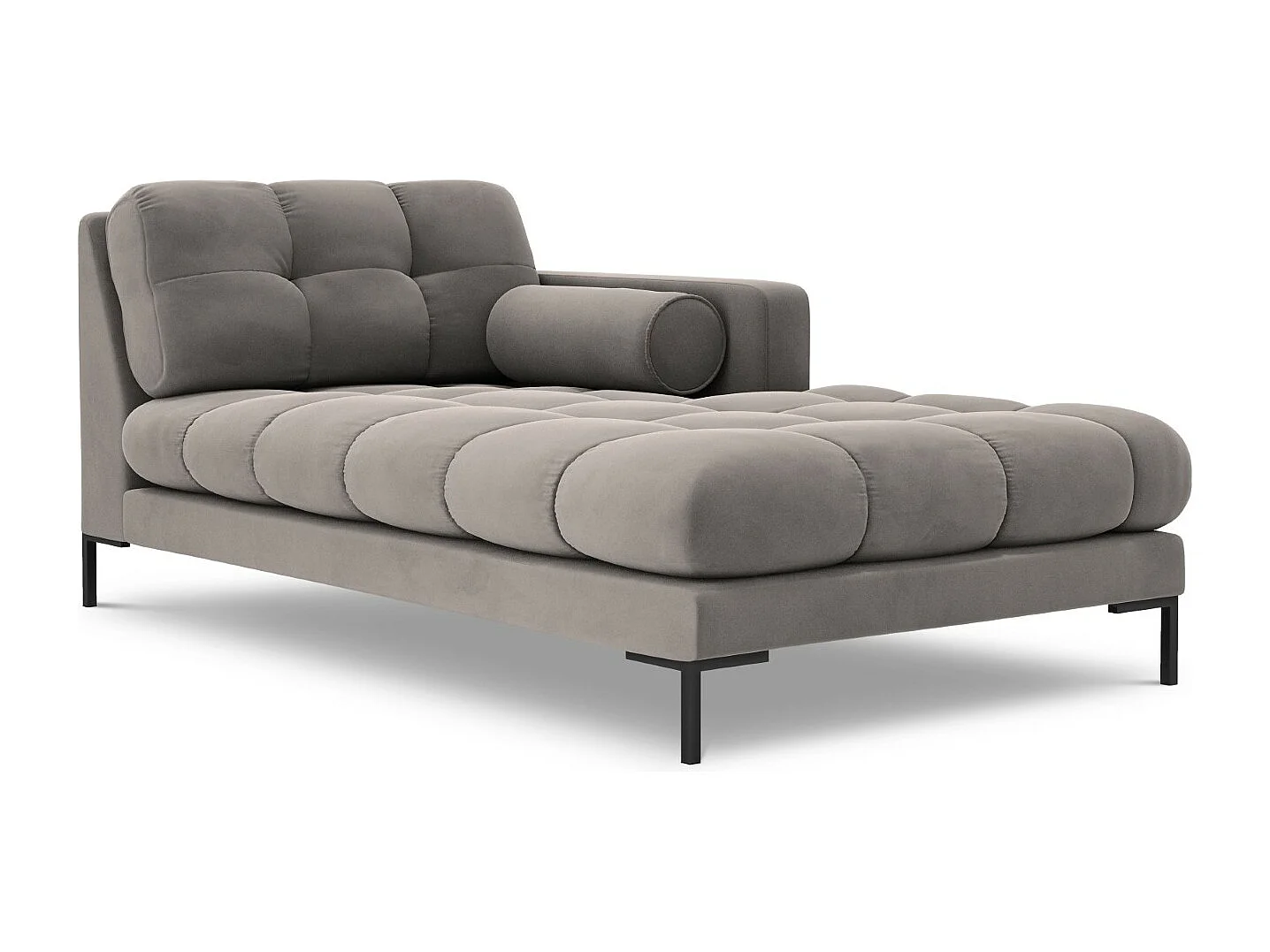 Cosmopolitan Design - Szezlong bok prawy, "Bali" welur, szary jasny - 185x102x75cm 3741721 - obrazek 1