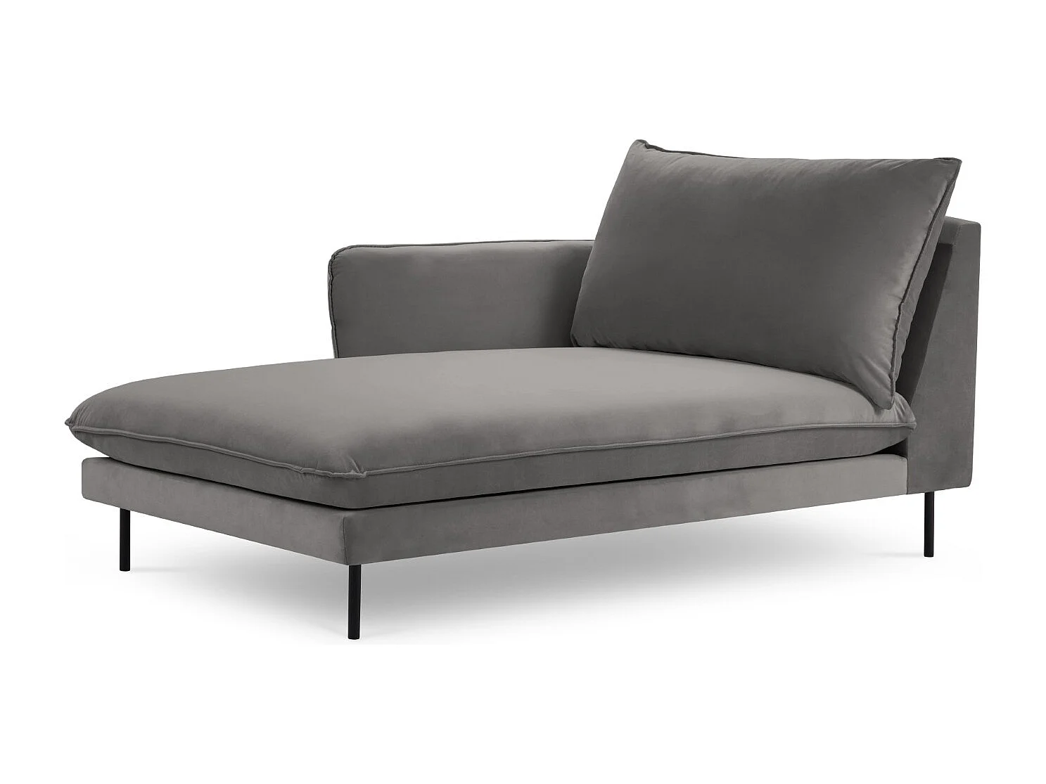 Cosmopolitan Design – Szezlong bok lewy, „Vienna” welur, szary jasny – 170x110x95cm 3741738