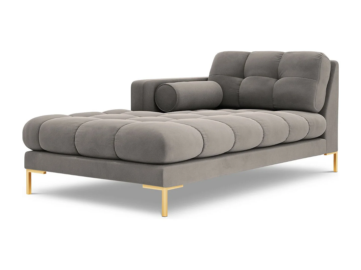Cosmopolitan Design – Szezlong bok lewy, „Bali” welur, szary jasny – 185x102x75cm 3741740