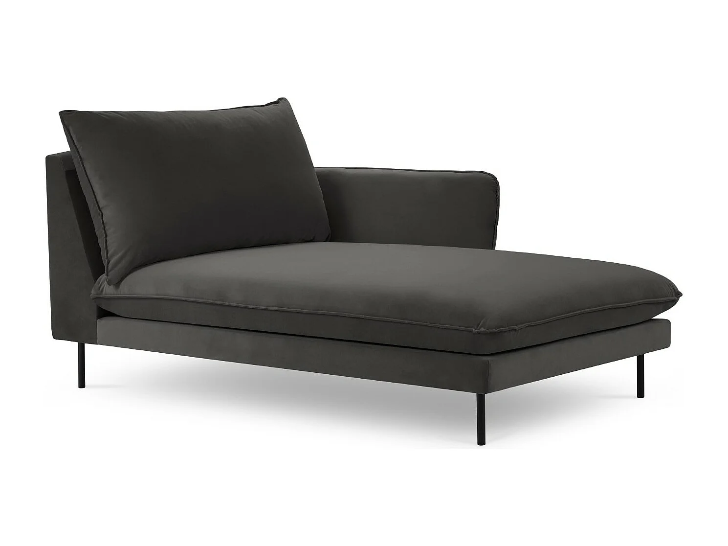 Cosmopolitan Design - Szezlong bok prawy, "Vienna" welur, szary ciemny - 170x110x95cm 3741747 - obrazek 1