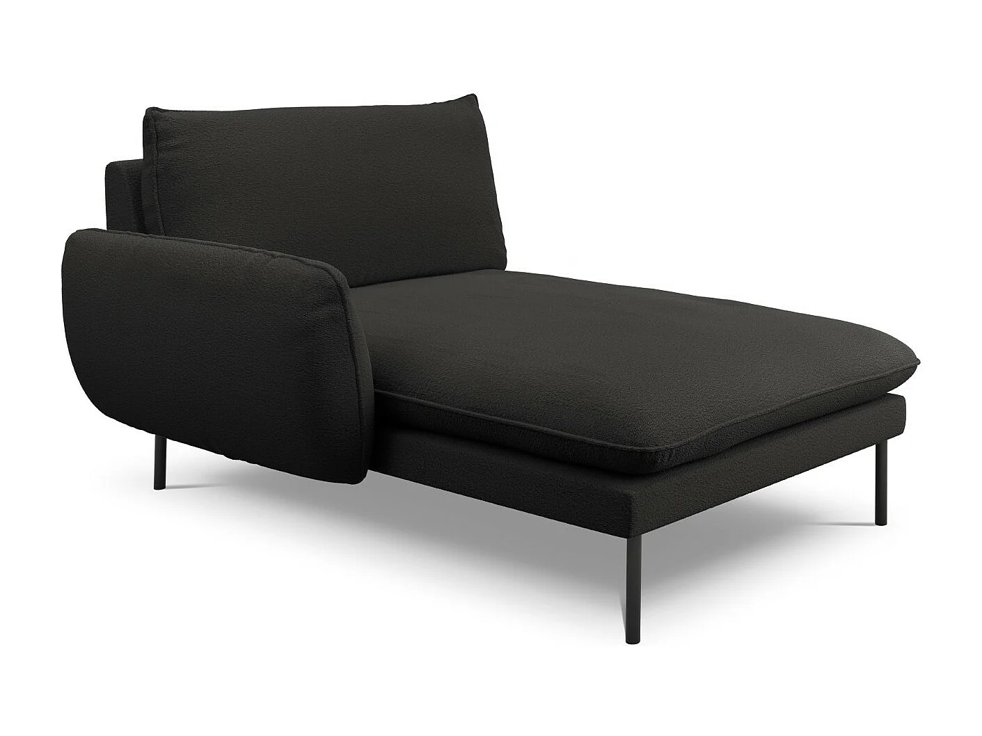Cosmopolitan Design – Szezlong bok lewy, „Vienna” boucle, czarny – 170x110x95cm 3741750