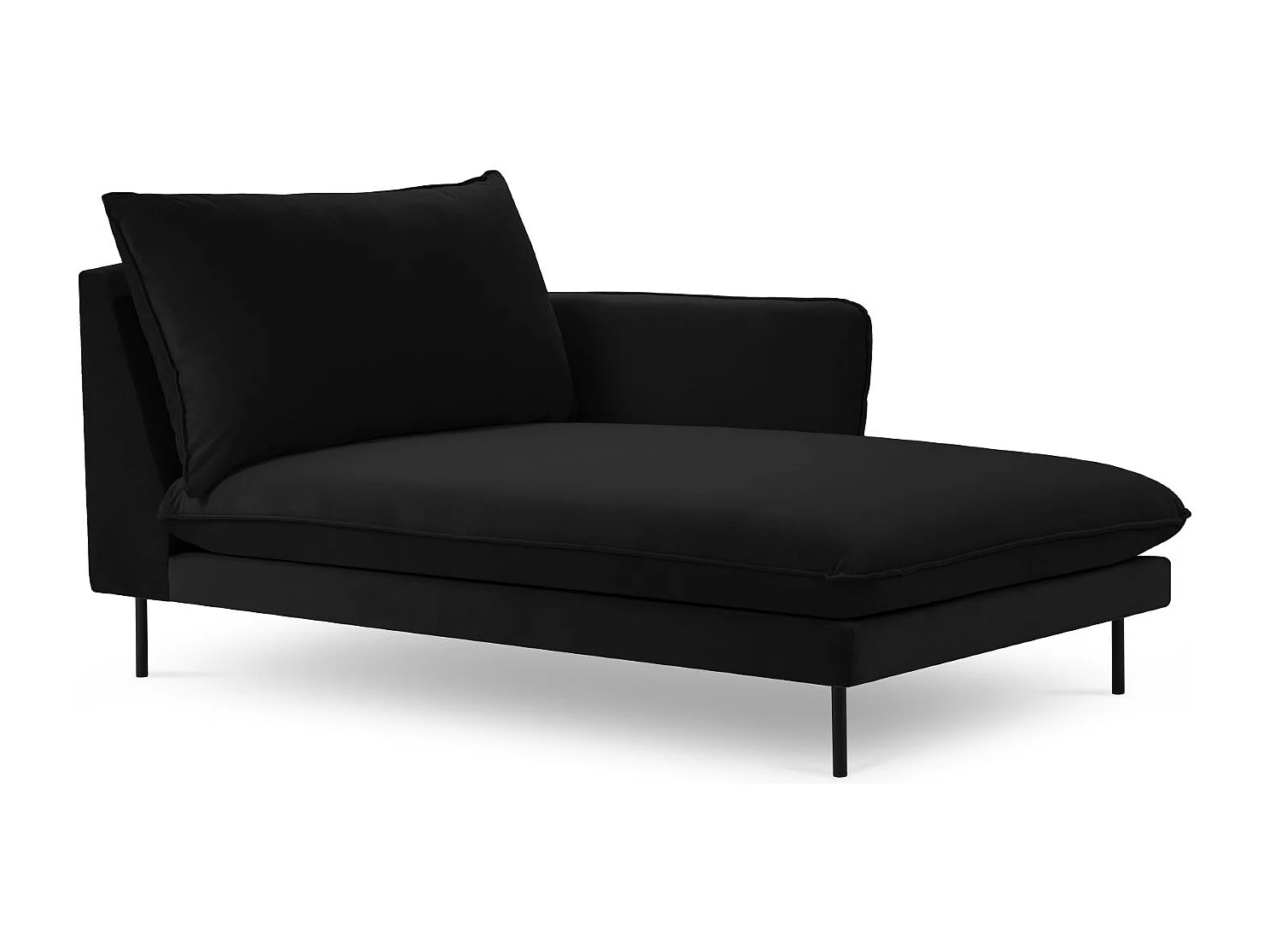 Cosmopolitan Design - Szezlong bok prawy, "Vienna" welur, czarny - 170x110x95cm 3741753 - obrazek 1