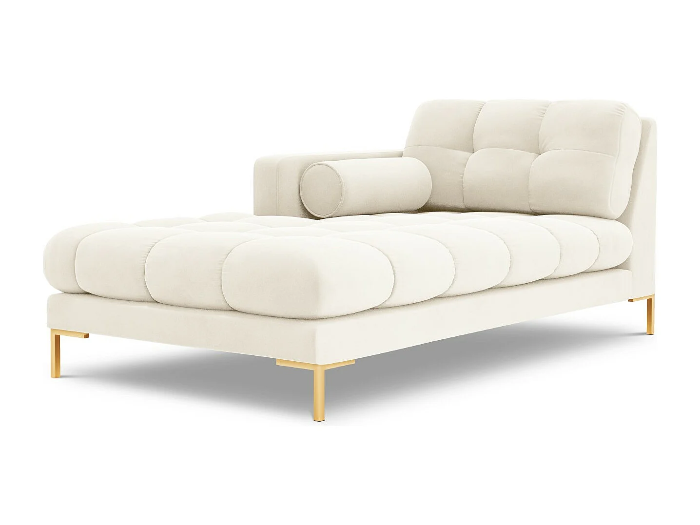 Cosmopolitan Design – Szezlong bok lewy, „Bali” welur, beż jasny – 185x102x75cm 3741796