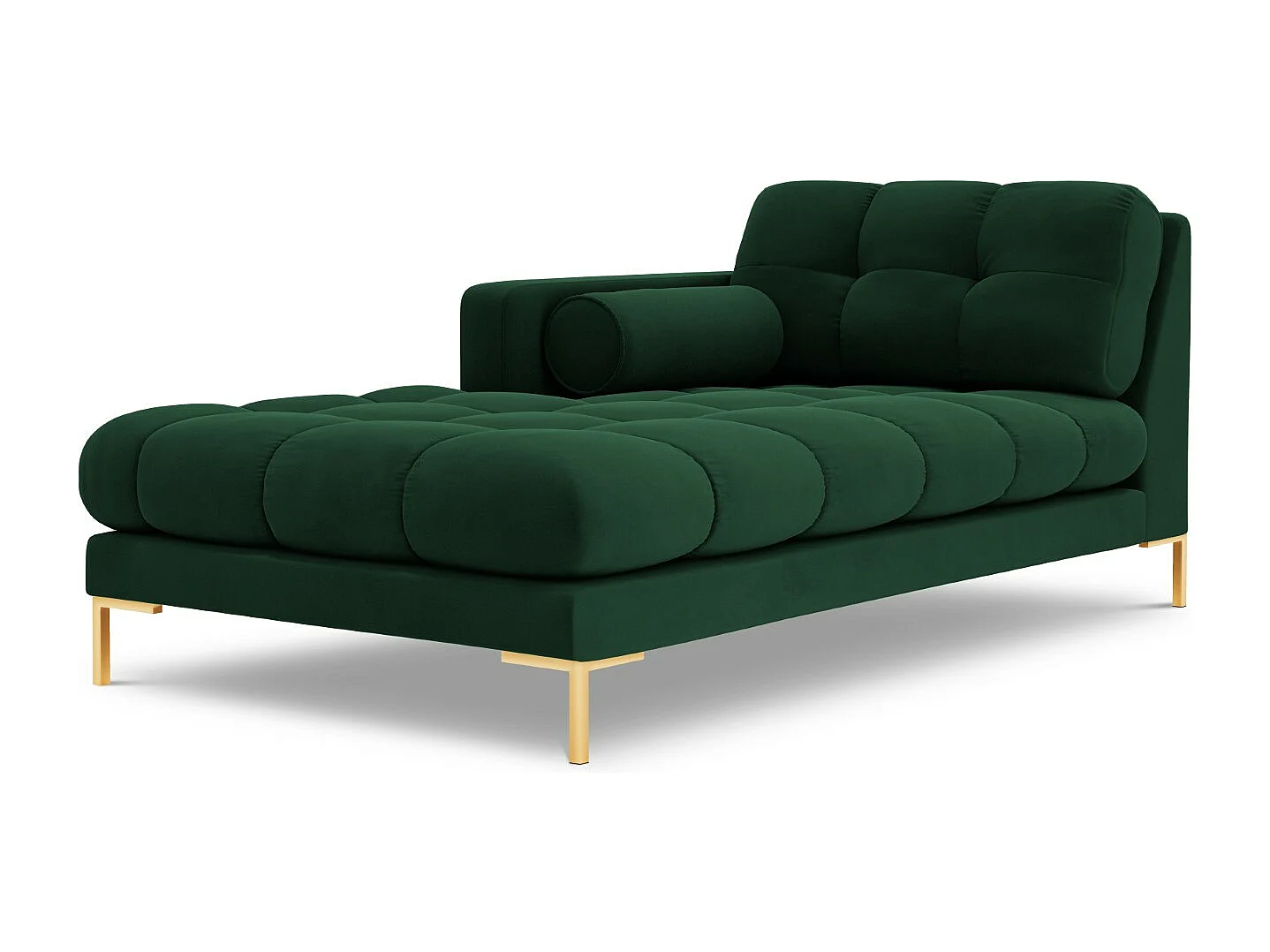 Cosmopolitan Design – Szezlong bok lewy, „Bali” welur, zielony butelkowy – 185x102x75cm 3741814