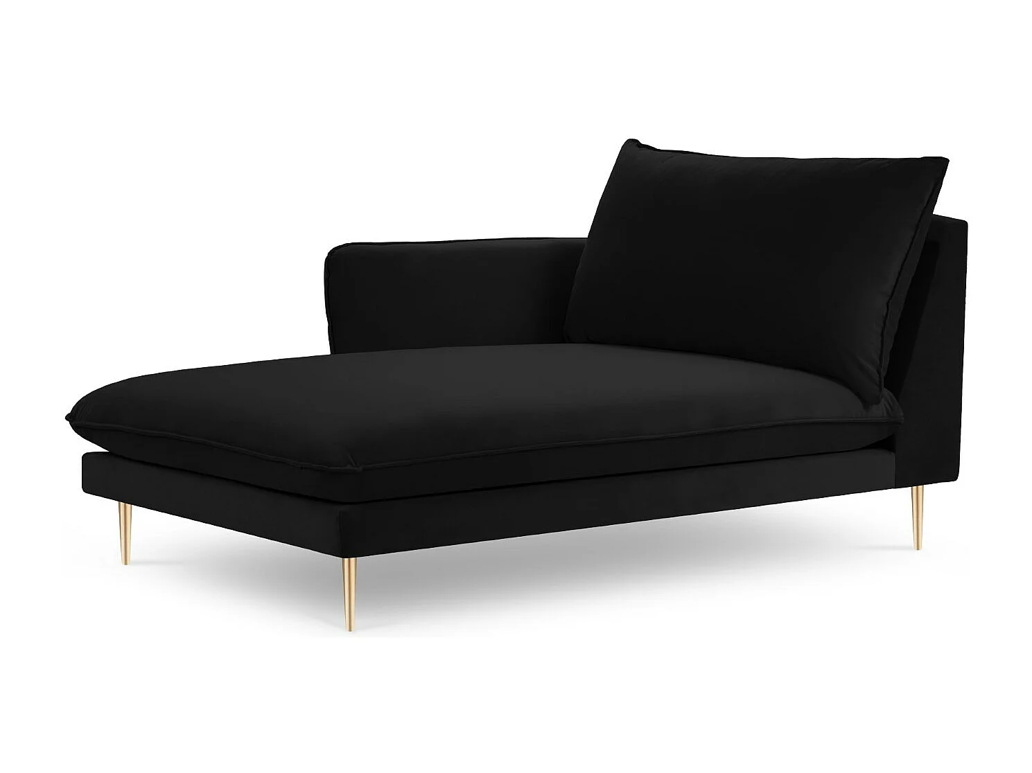 Cosmopolitan Design – Szezlong bok lewy, „Vienna” welur, czarny – 170x110x95cm 3741824