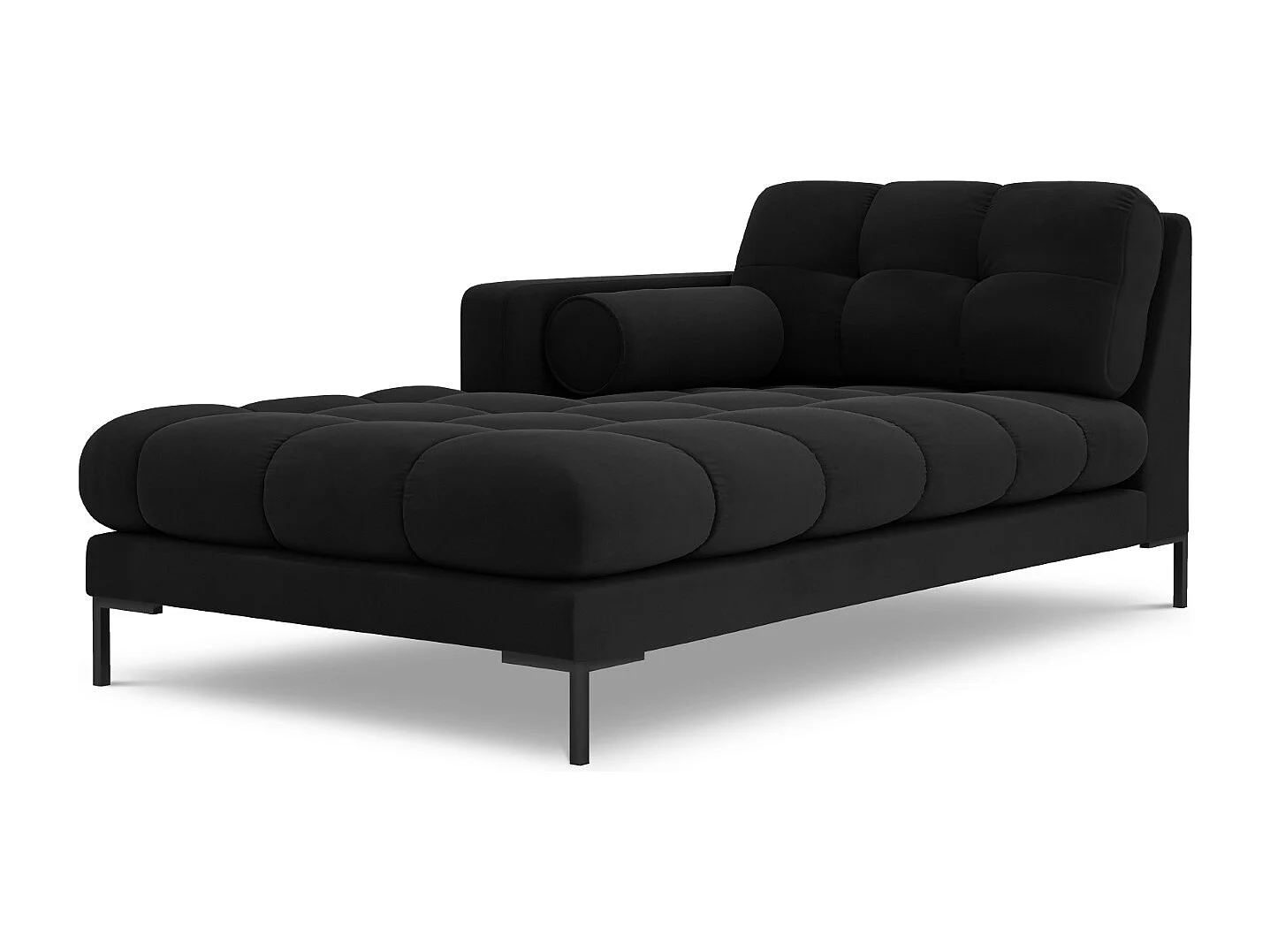 Cosmopolitan Design – Szezlong bok lewy, „Bali” welur, czarny – 185x102x75cm 3741826