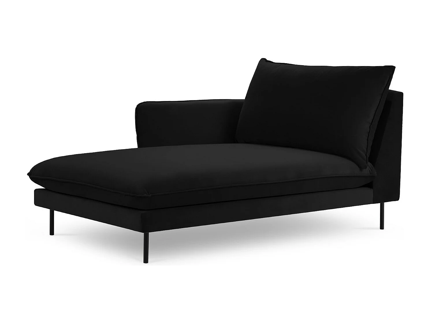 Cosmopolitan Design – Szezlong bok lewy, „Vienna” welur, czarny – 170x110x95cm 3741852