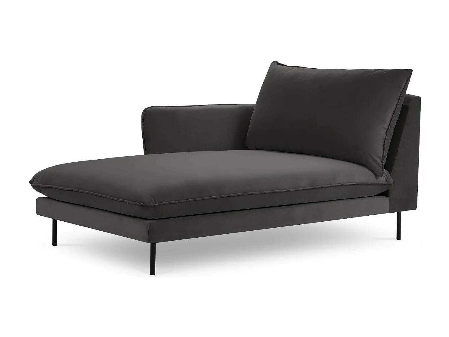 Cosmopolitan Design – Szezlong bok lewy, „Vienna” welur, szary ciemny – 170x110x95cm 3741893