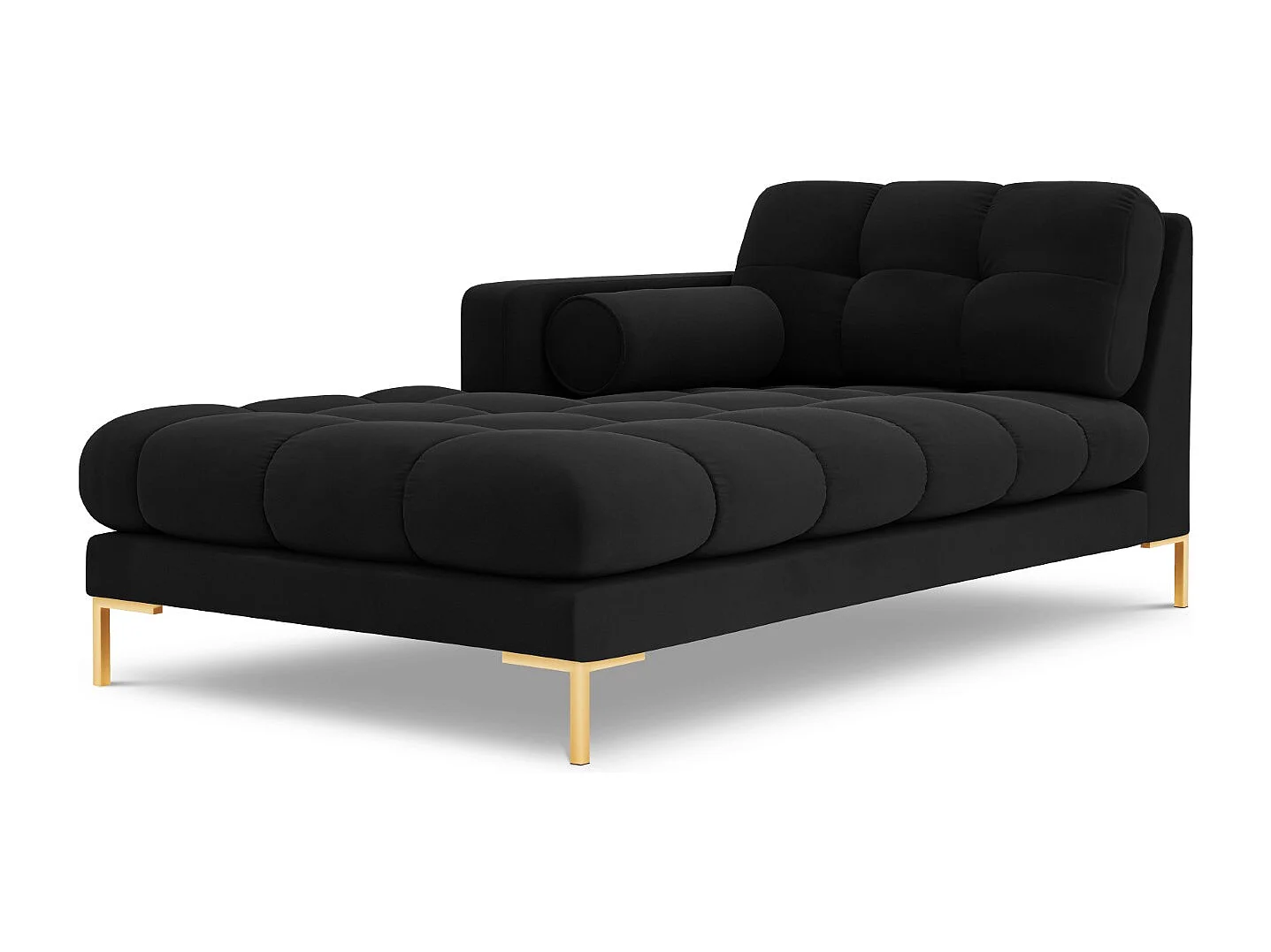 Cosmopolitan Design – Szezlong bok lewy, „Bali” welur, czarny – 185x102x75cm 3741896