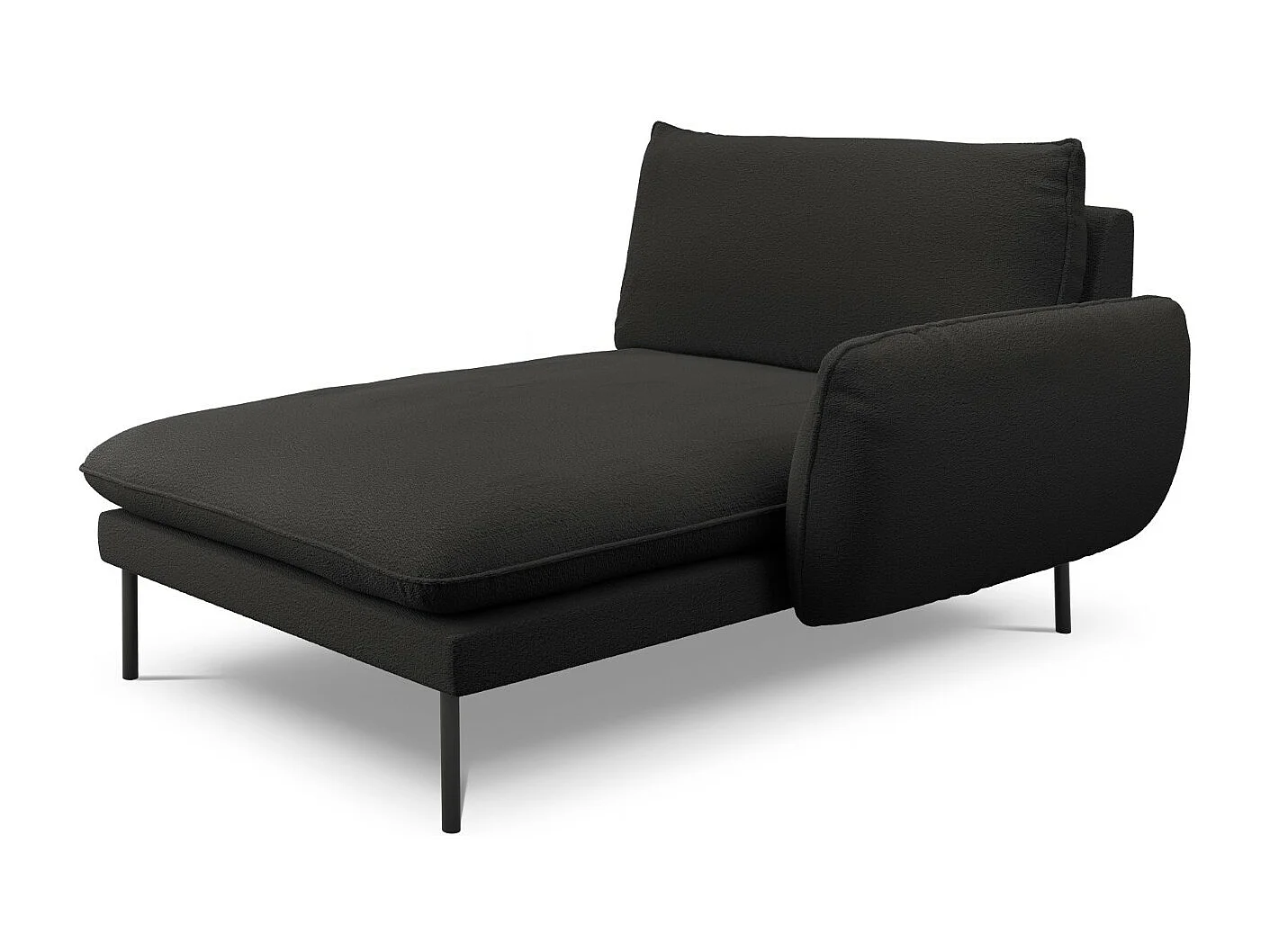 Cosmopolitan Design - Szezlong bok prawy, "Vienna" boucle, czarny - 170x110x95cm 3741920 - obrazek 1