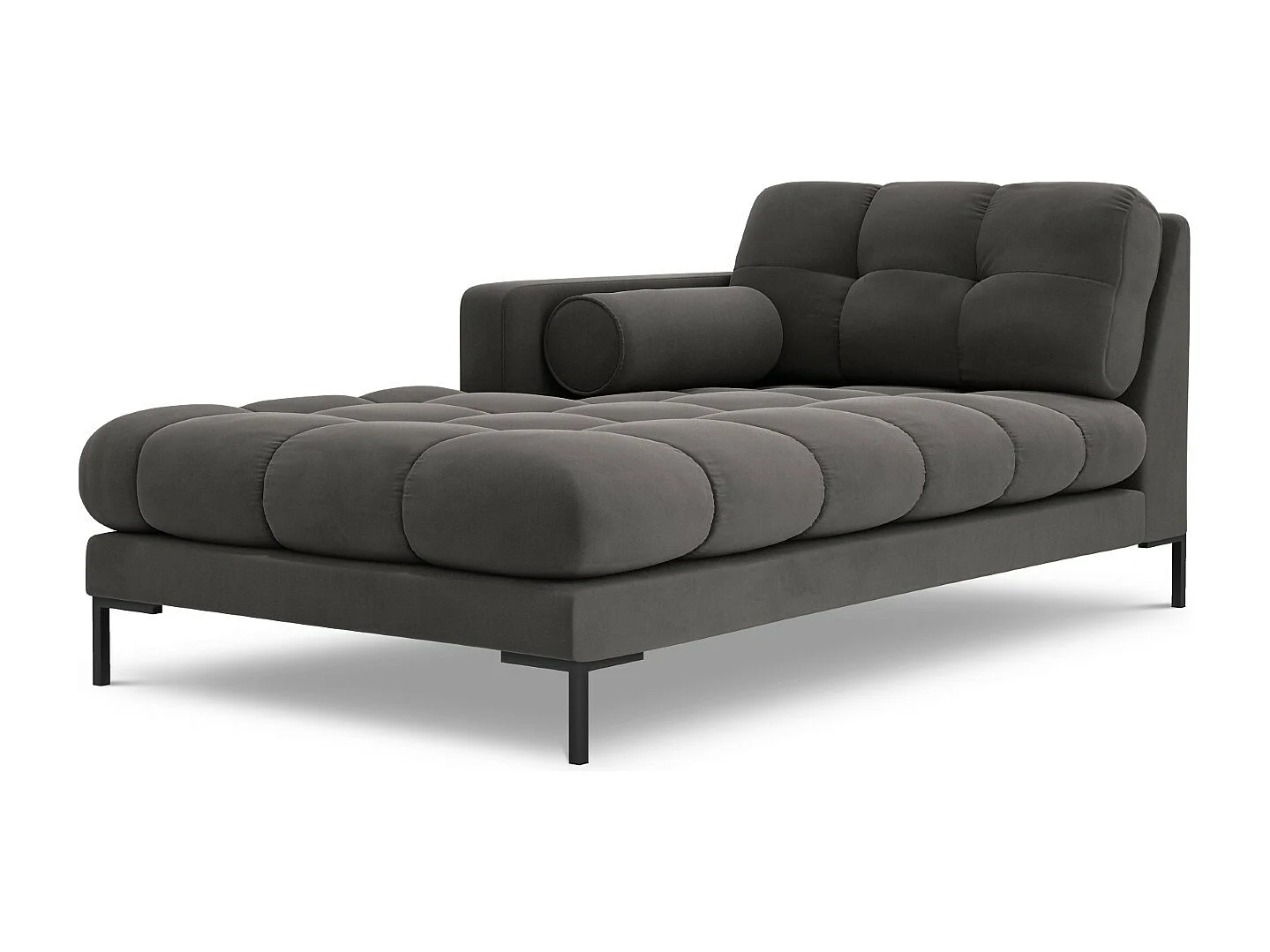Cosmopolitan Design – Szezlong bok lewy, „Bali” welur, szary ciemny – 185x102x75cm 3741921