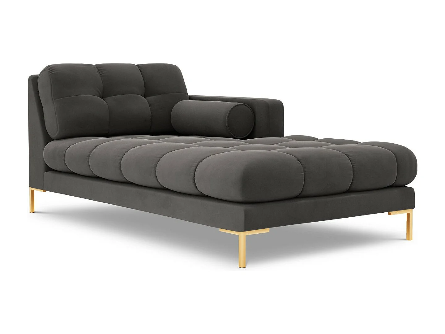 Cosmopolitan Design - Szezlong bok prawy, "Bali" welur, szary ciemny - 185x102x75cm 3741950 - obrazek 1