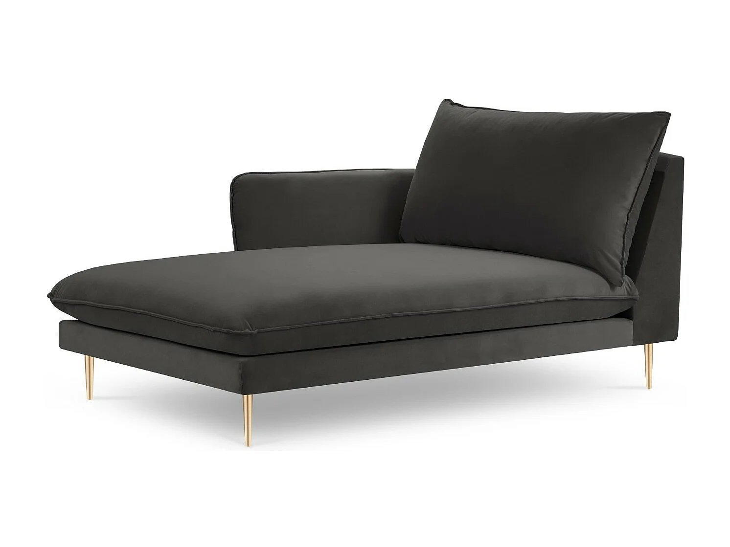 Cosmopolitan Design – Szezlong bok lewy, „Vienna” welur, szary ciemny – 170x110x95cm 3741959
