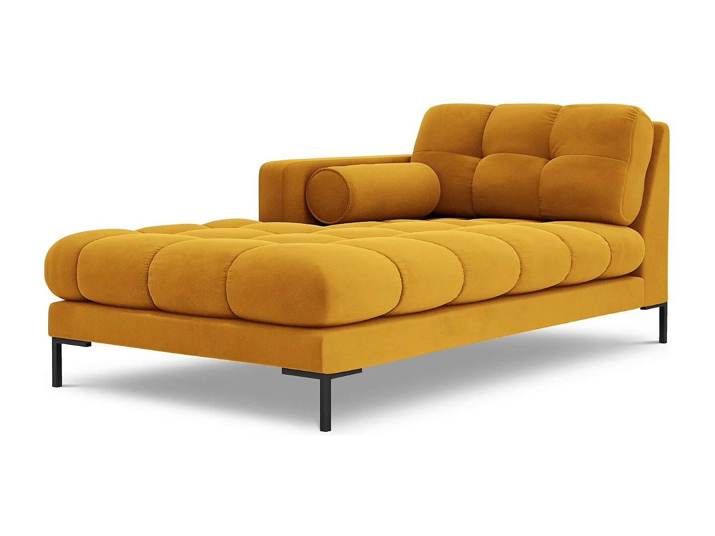 Cosmopolitan Design – Szezlong bok lewy, „Bali” welur, żółty – 185x102x75cm 3741965