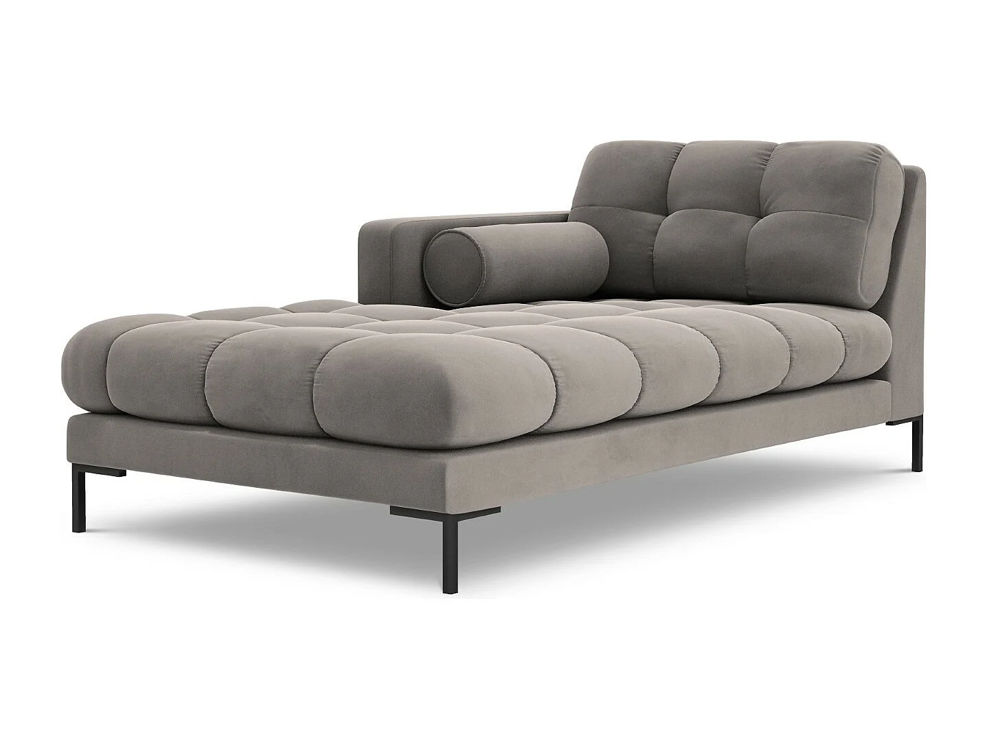 Cosmopolitan Design – Szezlong bok lewy, „Bali” welur, szary jasny – 185x102x75cm 3741968