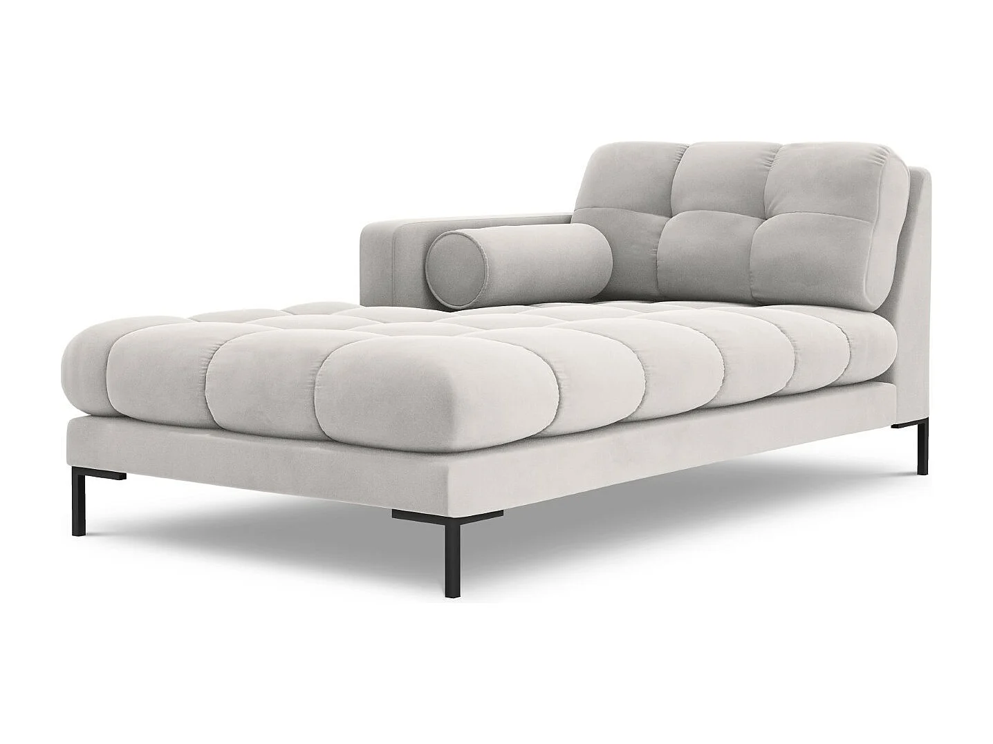 Cosmopolitan Design – Szezlong bok lewy, „Bali” welur, srebrny – 185x102x75cm 3741967