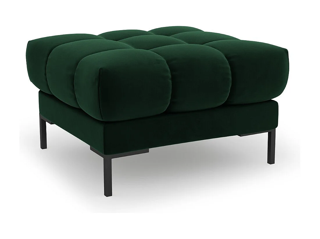 Cosmopolitan Design – Puf, „Bali” welur, zielony butelkowy – 60x60x41cm 3742426