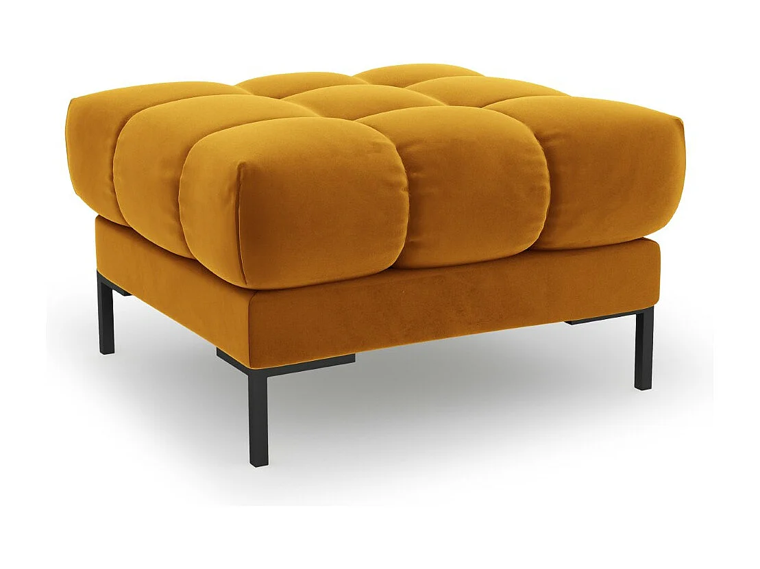 Cosmopolitan Design – Puf, „Bali” welur, żółty – 60x60x41cm 3742466