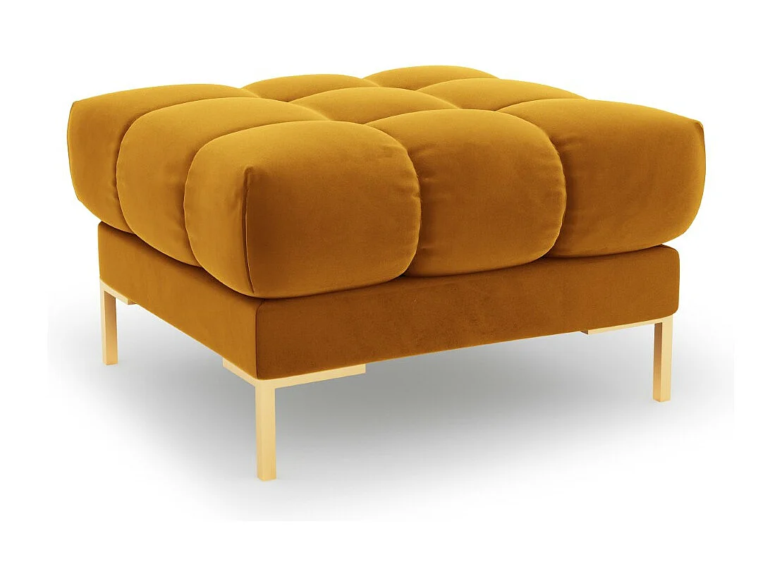 Cosmopolitan Design – Puf, „Bali” welur, żółty – 60x60x41cm 3742588