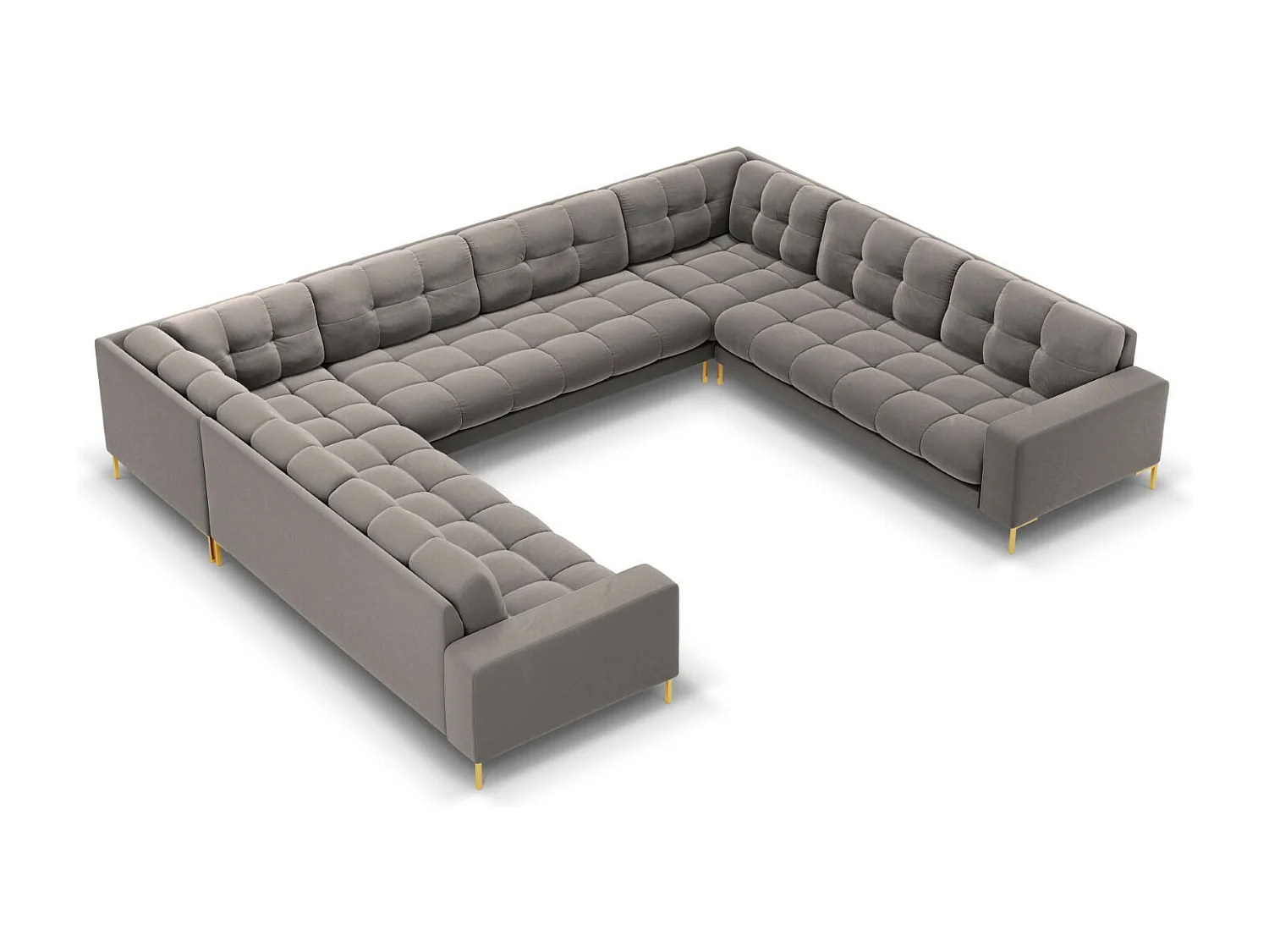 Cosmopolitan Design - Sofa panoramiczna, "Bali" 9 miejsc welur, szary jasny - 327x256x75cm 3742657 - obrazek 1