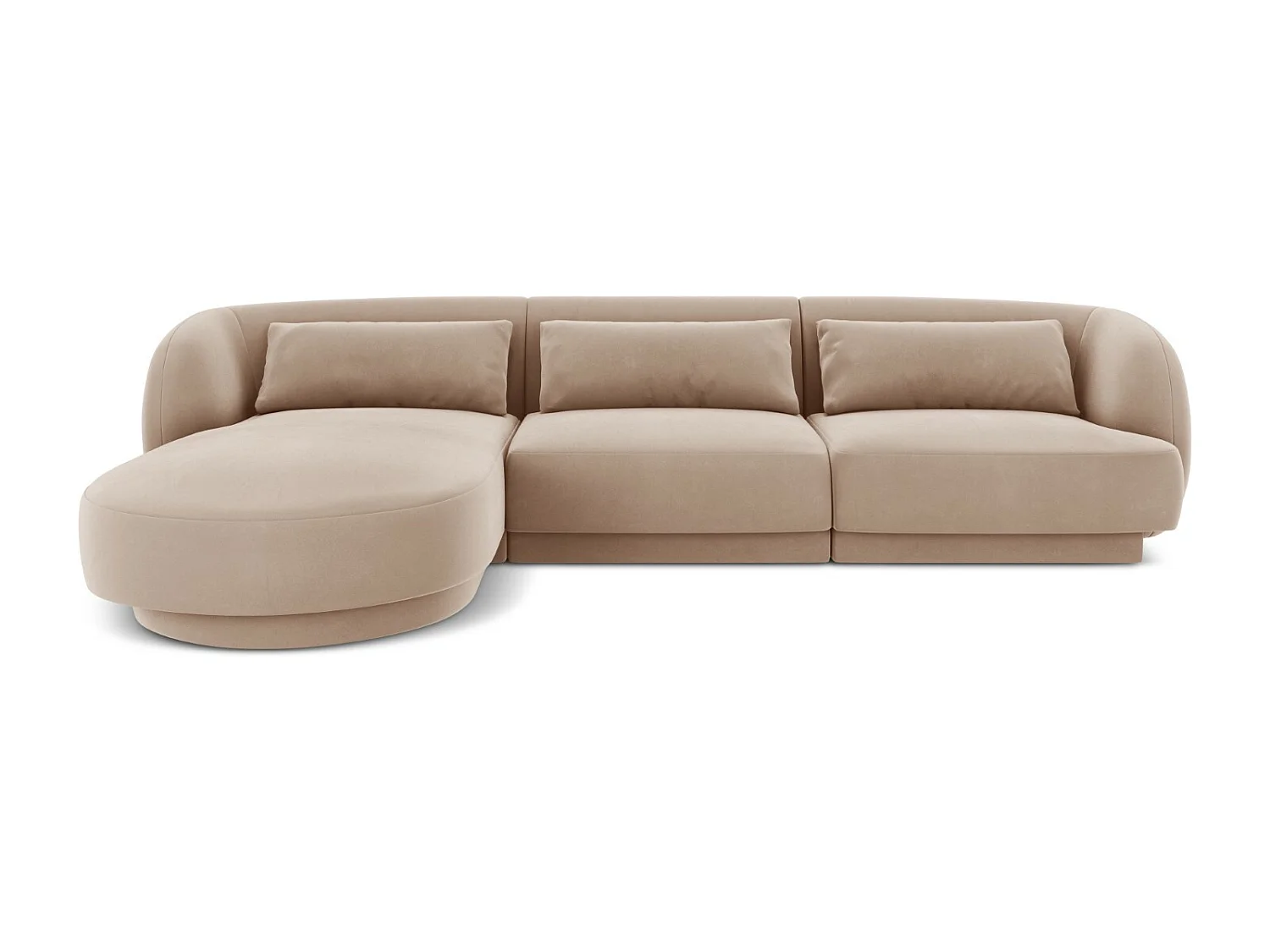 Cosmopolitan Design - Narożnik lewy, "Tulum" 4 miejsca welur, beż - 255x156x70cm 3742662 - obrazek 1