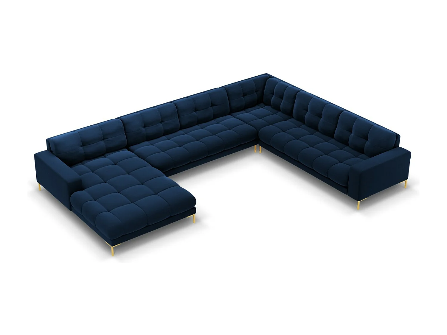 Cosmopolitan Design - Narożnik prawy panoramiczny, "Bali" 7 miejsc welur, błękit królewski - 327x256x75cm 3742669 - obrazek 1