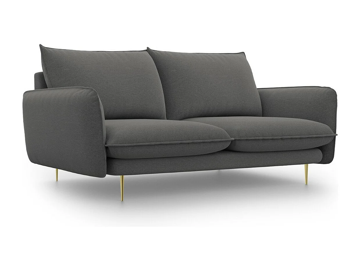 Cosmopolitan Design - Sofa, "Vienna" 2 miejsca tkanina strukturalna, szary ciemny - 160x92x95cm 3742673 - obrazek 1
