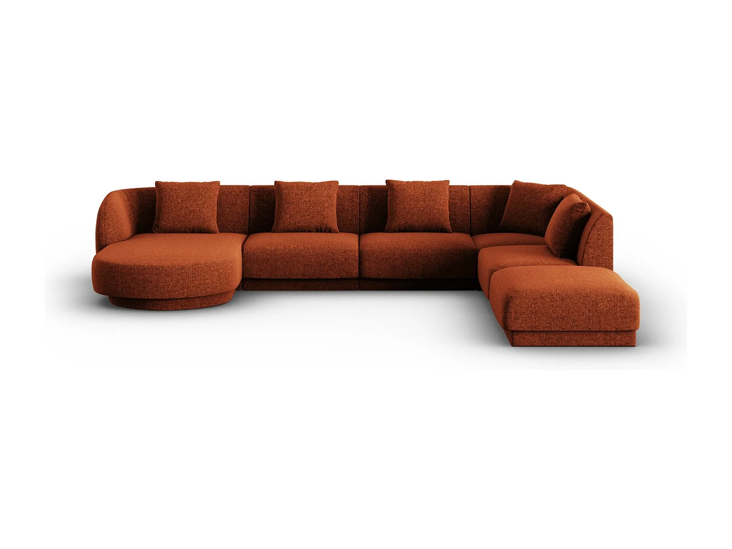 Cosmopolitan Design - Narożnik prawy panoramiczny, "Tulum" 6 miejsc szenil, terakota - 330x255x70cm 3742686 - obrazek 1
