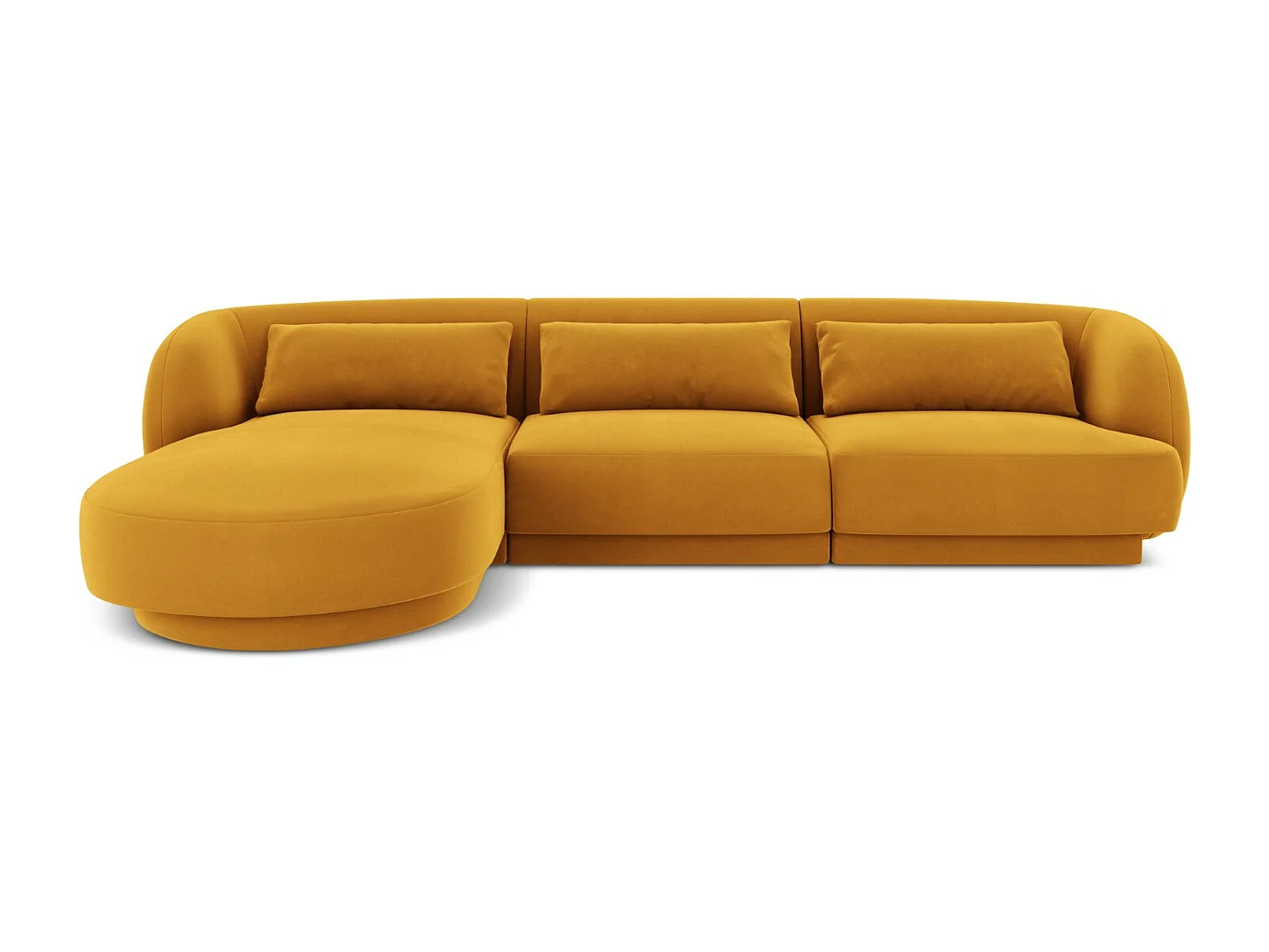 Cosmopolitan Design - Narożnik lewy, "Tulum" 4 miejsca welur, żółty - 255x156x70cm 3742684 - obrazek 1